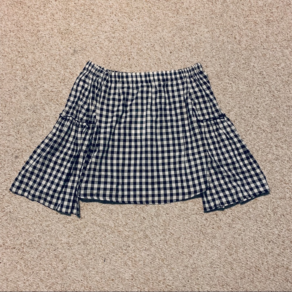 Who What Wear Gingham Bell Sleeve Top